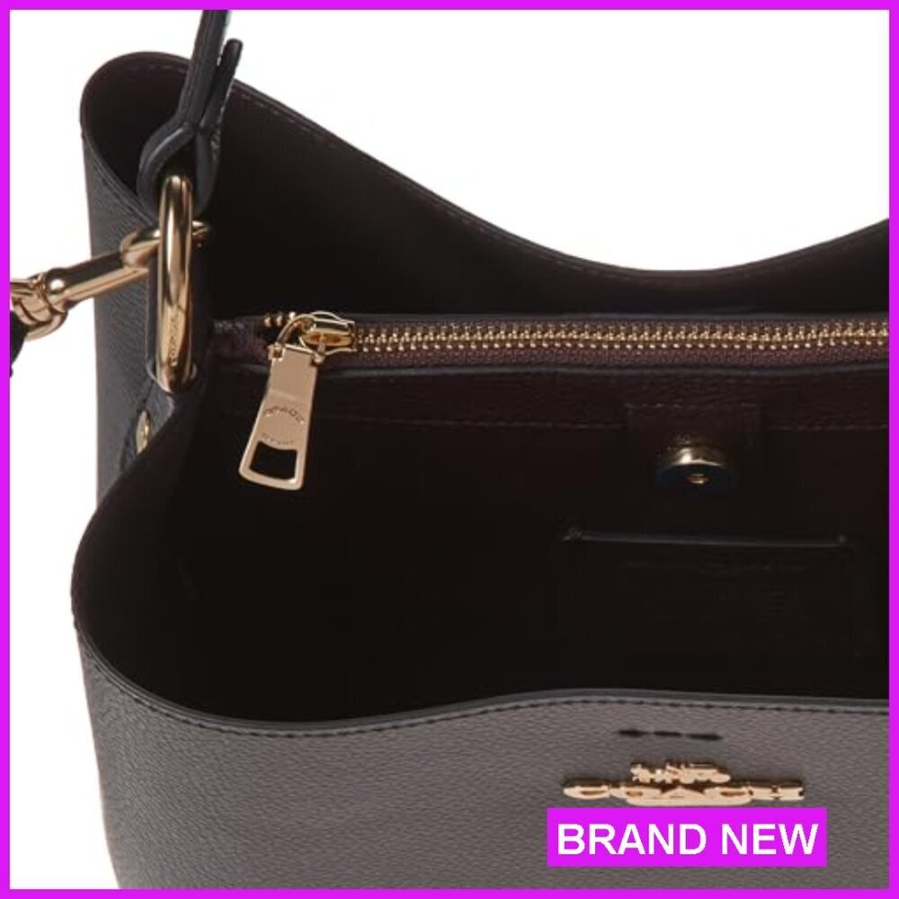 Leather Crossbody Bucket Bag Elegant Minimal Chic Versatile Wear Adjustable - Picture 6 of 7